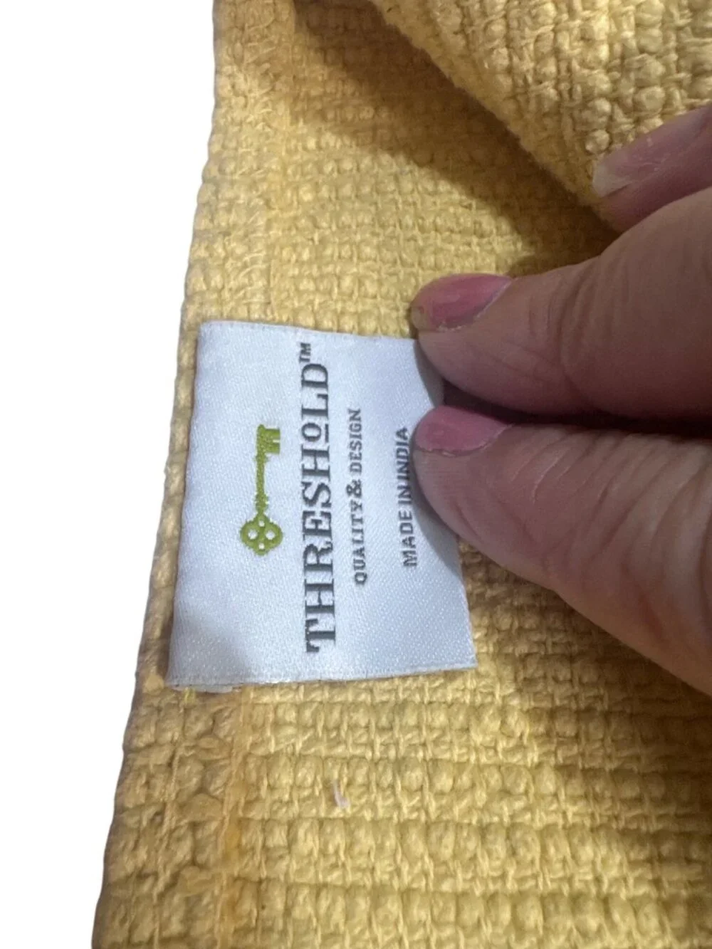 Threshold Woven Floral Textured Yellow Rug 21x30 Made In India Durable Cotton